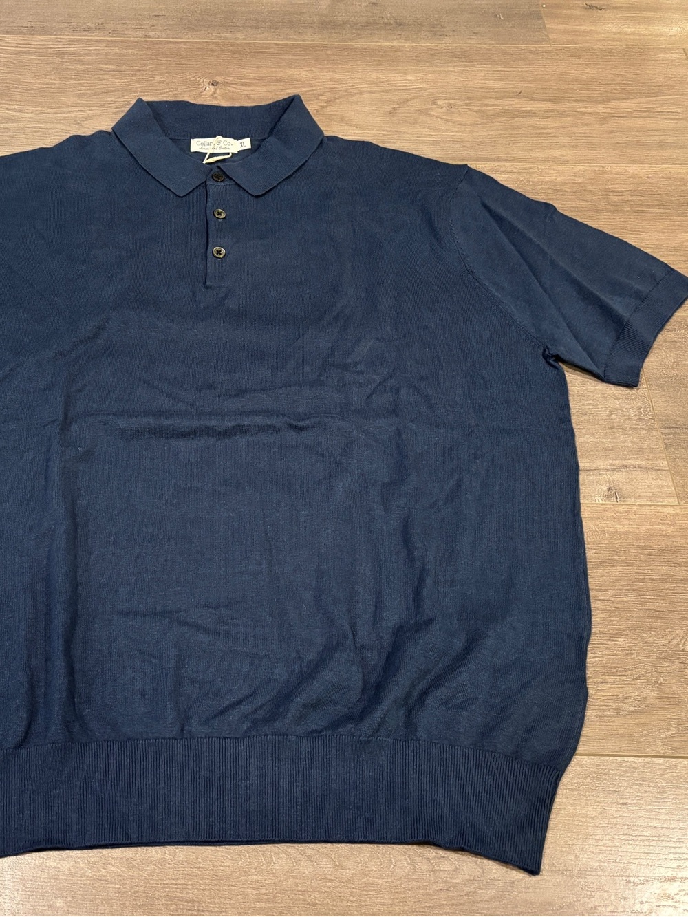 Men's collars & Co Short-Sleeve Navy Linen Blend Polo shirt